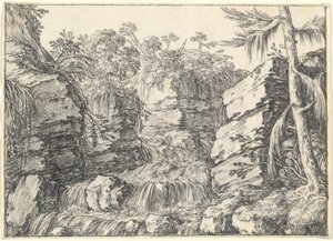 Uma cachoeira entre penhascos rochosos de Jonas Umbach