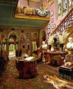 O Hall e a Escadaria de uma Casa de Campo, 1888 de Jonathan Pratt
