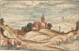 Paisagem com castelo em uma colina de Joos de Momper II