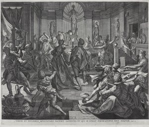 A House of Ill-Fame, gravado por Johannes Sadeler I de Joos or Jodocus van (after) Winghe