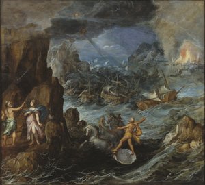 Naufrágio da Frota Grega na Casa da Viagem de Tróia, c.1585-90 de Joos or Josse de Momper