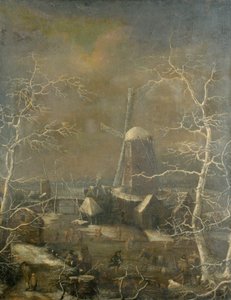 Cena de inverno, c.1600 (óleo sobre tela) de Joos or Josse de The Younger (attr. to) Momper
