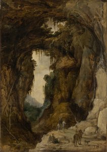 Paisagem com Gruta e um Cavaleiro, c.1616 (óleo sobre painel)