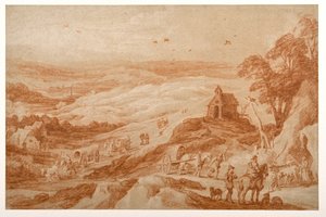 Paisagem com figuras, gado e carroças