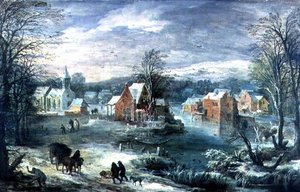 Paisagem da aldeia no Inverno (painel)