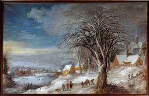Paisagem de Inverno. Pintura de Josse II Momper (1564-1635) Ec. Flam.