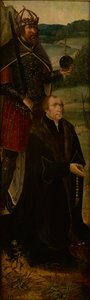 Rei Constantino e um doador; uma ala de um retábulo (óleo sobre painel) de Joos van (follower of) Cleve