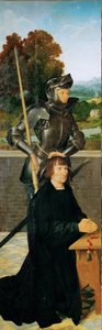 Arte Neerlandesa Antiga : Saint George and Donor (Altar Alado, Painel Esquerdo) par Cleve, Joos van (ca. 1485-1540), ca. 1530. Óleo sobre madeira, 94,5x30. Museu de História da Arte, Vienne de Joos van Cleve