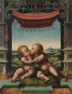 Os Meninos Cristo e São João Batista Abraçados, 152025 de Joos van Cleve