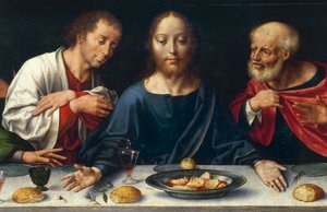 A Última Ceia, Cristo entre João e Pedro