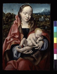 Virgem E Cristo Adormecido (óleo sobre madeira) de Joos van Cleve