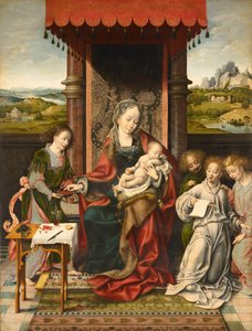 Virgem e Menino com anjos de Joos van Cleve