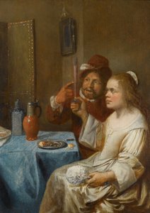 Um casal a beber vinho de Joos van Craesbeeck