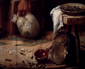 Primavera ou Almoço de mexilhões, Detalhe. (óleo sobre painel)