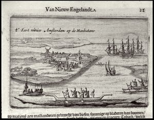 Vista de New Amsterdam, 1626-28 (gravura em cobre) de Joost Hartgers