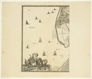 Mapa do Meuse de Rotterdam ao Mar do Norte (parte um) Representação do Maes da cidade de Rotterdam ao mar, com as cidades adjacentes, e lugares, areias, terras secas e cursos, como os que foram navegados hoje