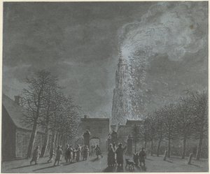 Incêndio na torre da igreja em Amersfoort de Jordanus Hoorn