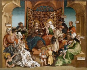Santo Parente (toda a família de Maria) - O Santo Parentesco - Pintura de Jorg (Joerg) Breu, o Jovem (1510-1547) - Óleo sobre madeira - 106x132,5 - Coleção Particular de Jorg II Breu