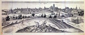 Uma pedreira de ardósia em Angers, 1561 de Joris Hoefnagel