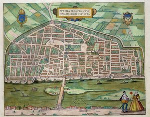 Mapa de, a partir de &39;Mundo&39; pela Braun (1541-1622) e Franz Hogenbergh (1535-1590) c.1572-1617