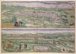 Mapa de Barcelona, a partir de &39;Mundo&39; pela Braun (1541-1622) e Franz Hogenbergh (1535-1590), 1567