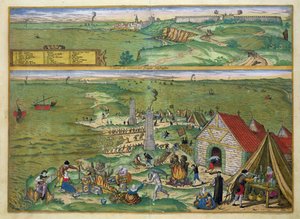 Mapa de Cadiz, de &39;Mundo&39; pela Braun (1541-1622) e Franz Hogenbergh (1535-1590), c.1572