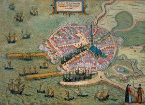 Um mapa de Flissinga, de &39;Mundo&39; pela Braun (1541-1622) e Franz Hogenbergh (1535-1590) c.1572-1617