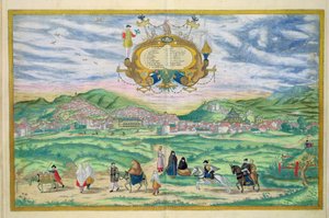 Mapa de Granada, de &39;Mundo&39; pela Braun (1541-1622) e Franz Hogenbergh (1535-1590), 1563