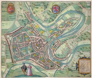 Mapa de Luxembourg, de &39;Mundo&39; pela Braun (1541-1622) e Franz Hogenbergh (1535-1590) c.1572-1617