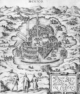 Mapa do México, ilustração de &39;Civitates Orbis Terrarum&39; por Georg Braun (1541-1622) e Frans Hogenberg (1535-90) c.1572