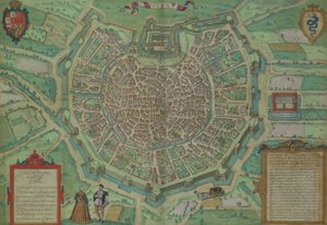 Mapa de Milão, de &39;Mundo&39; pela Braun (1541-1622) e Frans Hogenberg (1535-1590), c.1572