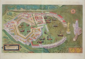 Mapa de Roma, de &39;Mundo&39; pela Braun (1541-1622) e Franz Hogenbergh (1535-1590) c.1572-1617