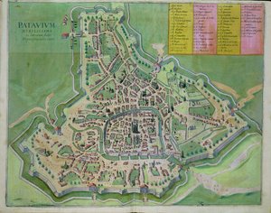 Mapa de Pádua, de &39;Mundo&39; pela Braun (1541-1622) e Franz Hogenbergh (1535-1590) c.1572-1617