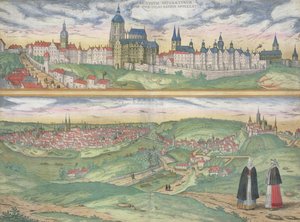 Mapa de Praga, de &39;Civitates Orbis Terrarum&39; por Georg Braun (1541-1622) e Frans Hogenberg (1535-90), c.1572