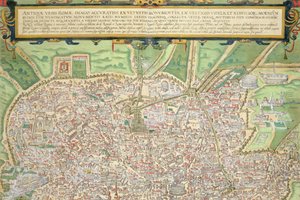 Mapa de Roma, de &39;Civitates Orbis Terrarum&39; por Georg Braun (1541-1622) e Frans Hogenberg (1535-1590) c.1572-1617 (ver 138961)