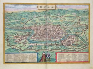 Mapa de Roma, de &39;Civitates Orbis Terrarum&39; por Georg Braun (1541-1622) e Frans Hogenberg (1535-90), c.1572
