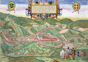 Mapa de Serravalle, de &39;Mundo&39; pela Braun (1541-1622) e Franz Hogenbergh (1535-1590) c.1572-1617