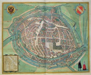 Mapa de Estrasburgo, de &39;Civitates Orbis Terrarum&39; por Georg Braun (1541-1622) e Frans Hogenberg (1535-90), c.1572