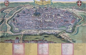 Mapa de Viena, de &39;Civitates Orbis Terrarum&39; por Georg Braun (1541-1622) e Frans Hogenberg (1535-90) c.1572-1617