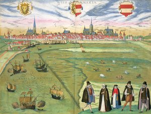 Mapa de Córdoba, de &39;Mundo&39; pela Braun (1541-1622) e Franz Hogenbergh (1535-1590) c.1572-1617