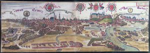 Vista de Cracóvia do noroeste, de &39;Civitates Orbis Terrarum&39; por Georg Braun (1541-1622) e Frans Hogenberg (1535-90), 1617 de Joris Hoefnagel