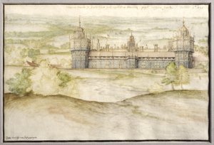 Vista do Palácio Nonsuch em Surrey, 1567-8 de Joris Hoefnagel