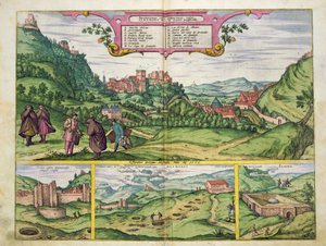 Vista da Alhambra, de &39;Civitates Orbis Terrarum&39; por Georg Braun (1541-1622) e Frans Hogenberg (1535-90), 1564 de Joris Hoefnagel