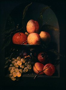 Um Tazza de Frutas em um nicho de pedra (óleo sobre tela) de Joris van Son