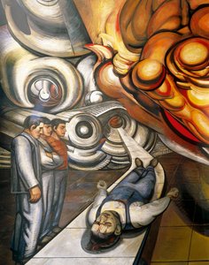 Mundo dos trabalhadores, vítima do capitalismo, Hospital de la Raza, detalhe do teto do Auditório com afrescos de Jose