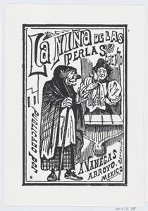 Uma mulher chorando com um lenço na mão conversando com uma velha bruxa, ilustração..., ca. 1880-1910.