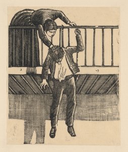 Uma mulher descobrindo um homem que se suicidou ao enforcar-se num baile..., ca. 1900-1910. de José Guadalupe Posada