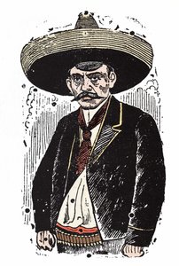 Emiliano Zapata (1880-1919), revolucionário mexicano. Xilografia de Jose Guadalupe Posada (1852-1913).