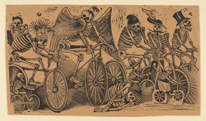 Calaveras esqueletos a andar de bicicleta, ca. 1900., ca. 1900. de José Guadalupe Posada