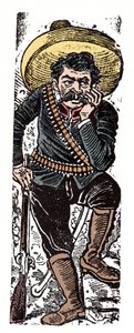 A Revolução Mexicana (1910-1920) - El General Genovevo de la O, um seguidor revolucionário de Emiliano Zapata - Xilografia de José Guadalupe Posada (1852-1913)
